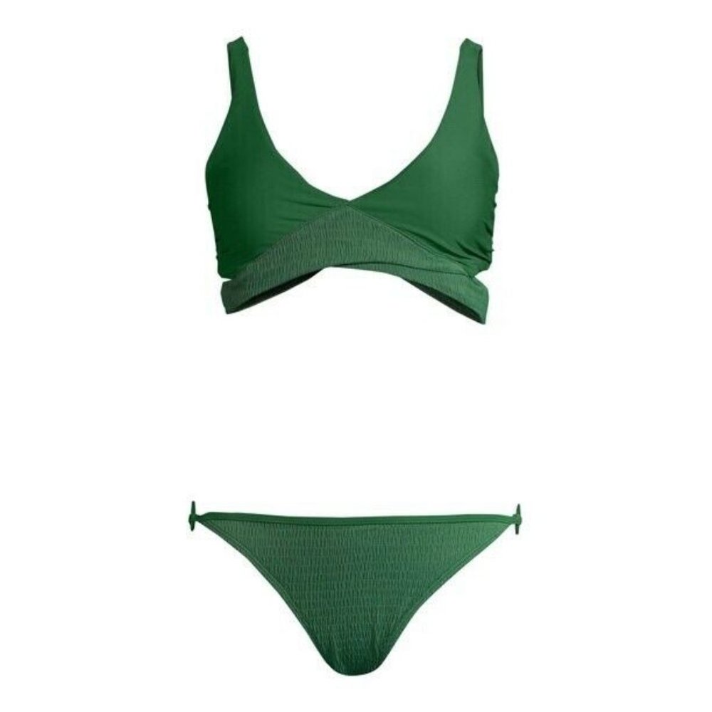 Ymi Womens Smocked Crisscross Two-Piece Swimsuit - Picture 2 of 7
